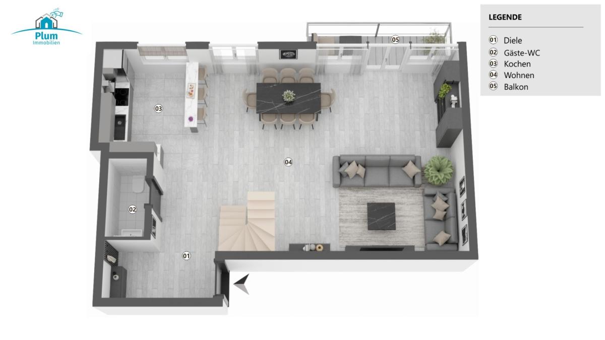 Grundriss untere Etage