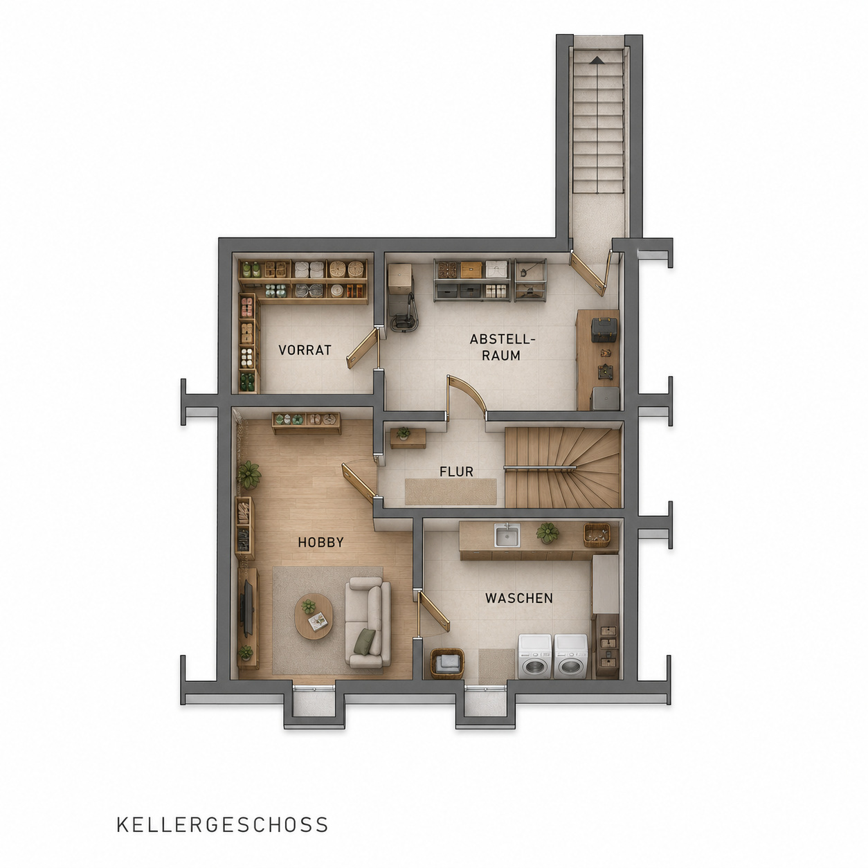 Grundriss Kellergeschoss visualisiert
