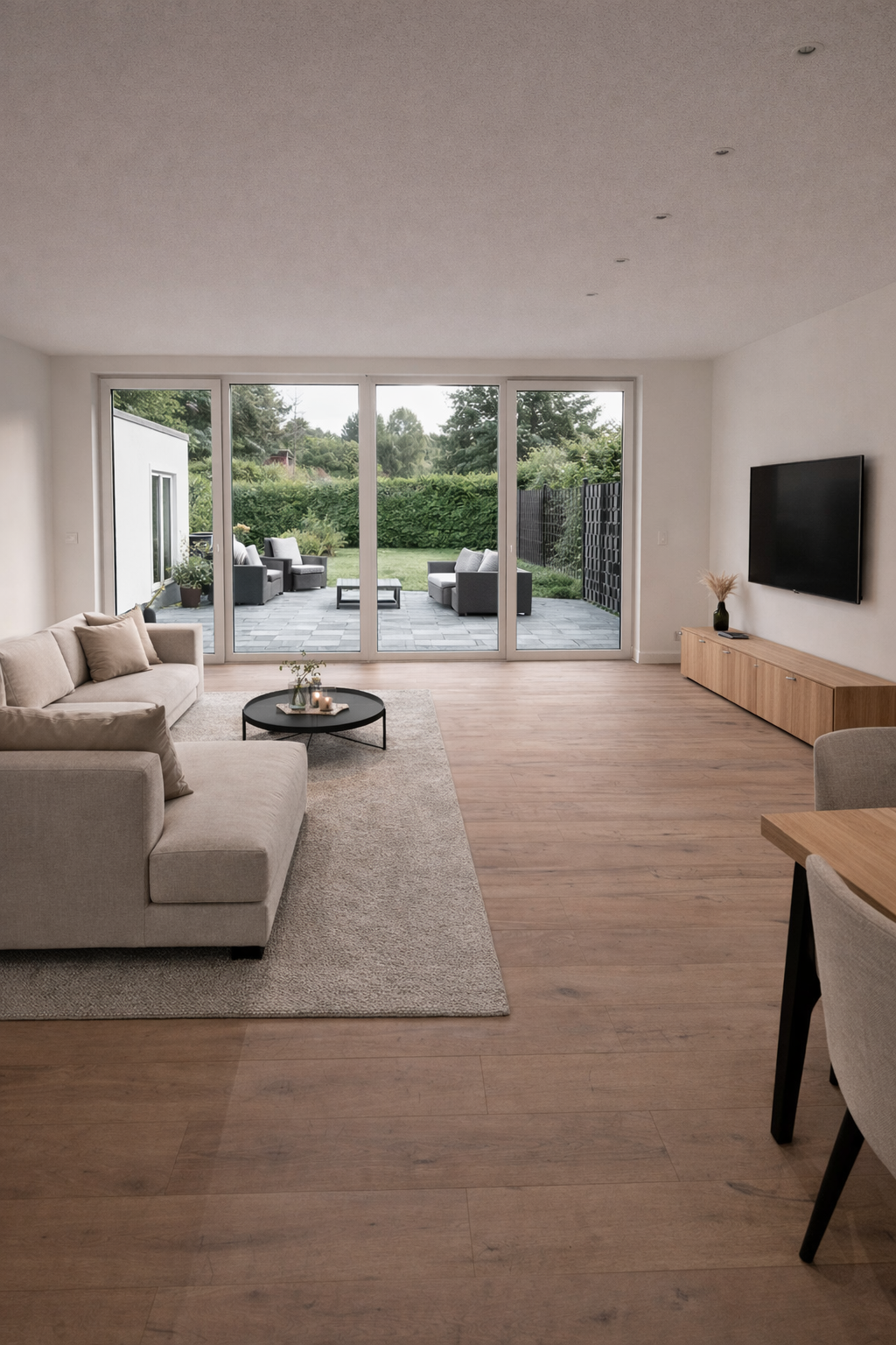 Visualisierung Wohn und Essbereich