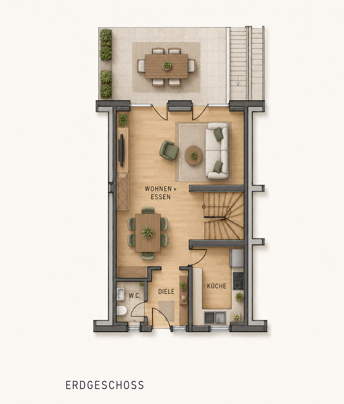 Grundriss Erdgeschoss visualisiert