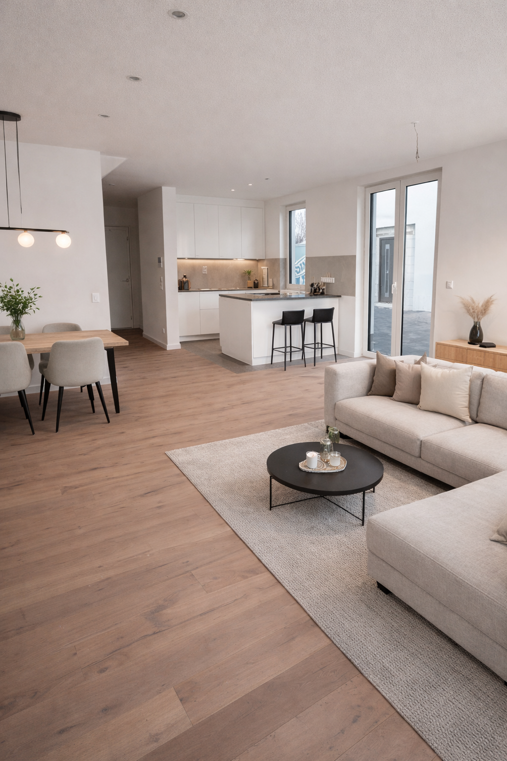 Visualisierung Küche und Wohnbereich